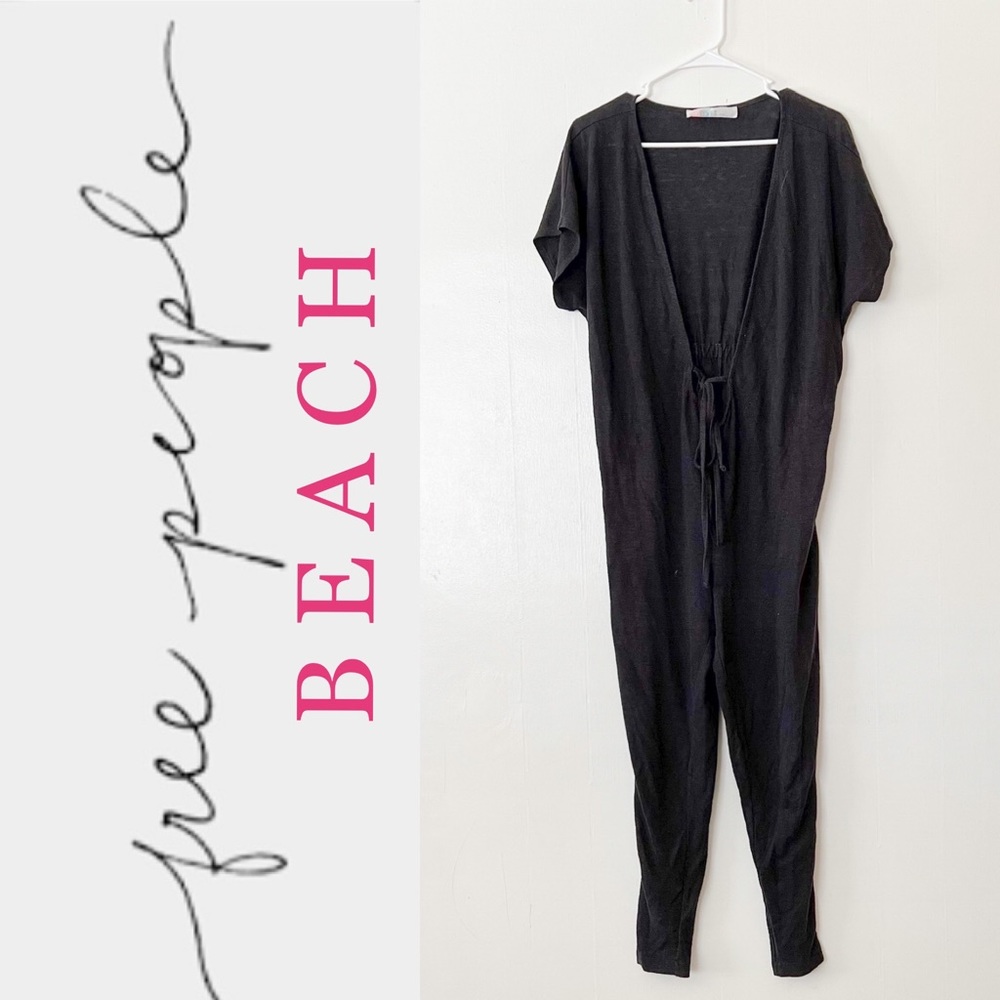 Free People Beach Linen Blend One Piece Jumpsuit